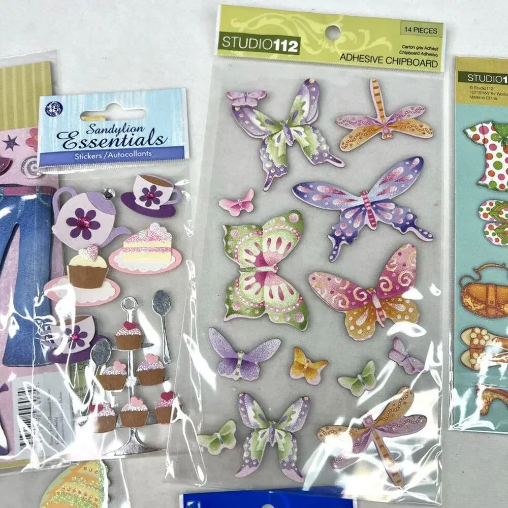 Lot of 6 Scrapbooking 3D & Glitter Sticker Sheets